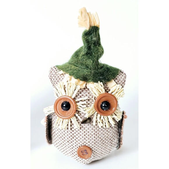Scarecrow OWLS Lot 3 Burlap Halloween Fall Thanksgiving Ornaments Harvest NWT! - Picture 9 of 12